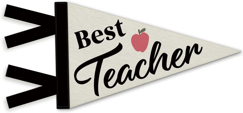 NEFMGEG Teacher Office Decor, Best Teacher Wall Felt Pennants Banners Flags, Teachers Appreciation Gifts Wall Hanging Decor for Office Workplace Classroom - Image 1